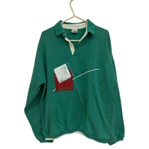 Brooks Athletics Teal Long Sleeve Sweater/Polo Mens  Vintage - Size Large